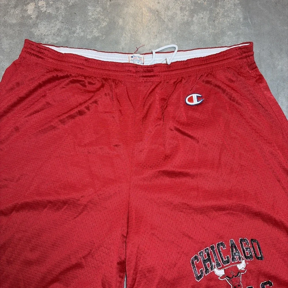 Vintage 80's Champion Chicago Bulls Mesh Gym Shorts Mens Large USA Made